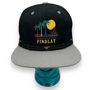 Findlay Rope Snapback Hat Cap Men's One Size Palm Trees Sun Boat Black Gray‎